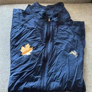 Navy Zip-Up Jacket with Gold Maple Leaf